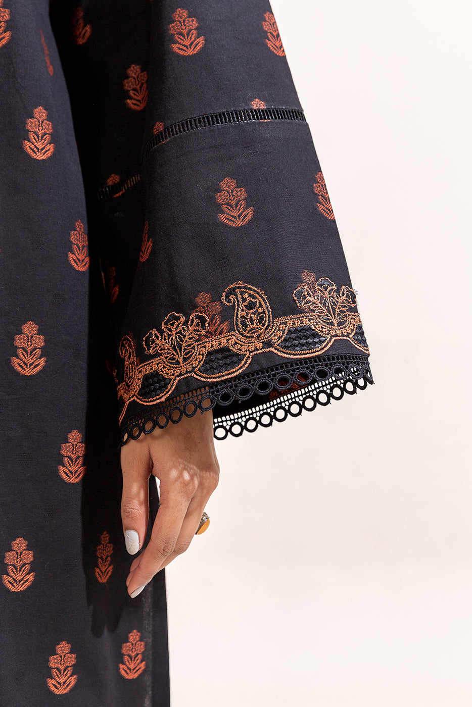 2 Piece Embroidered Self Jacquard Suit-Raven Wood (Unstitched)