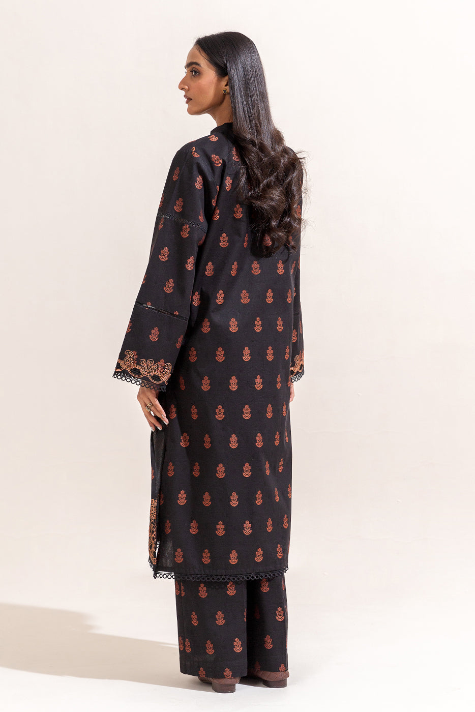 2 Piece Embroidered Self Jacquard Suit-Raven Wood (Unstitched)