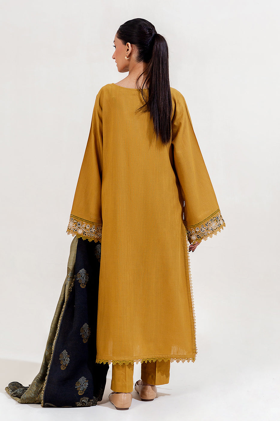 3 Piece Embroidered Khaddar Suit-Gold Charm (Unstitched)