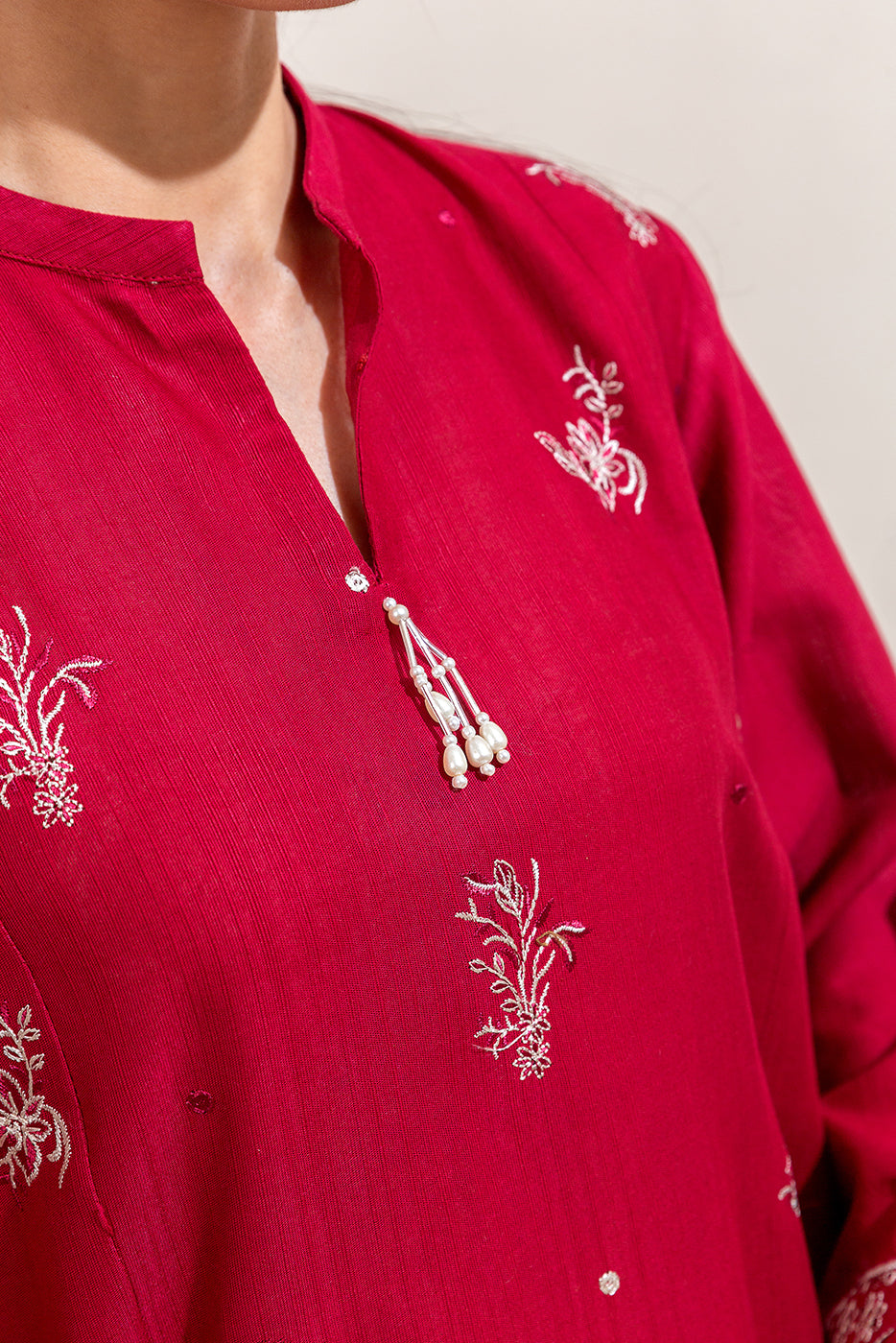 2 Piece Embroidered Khaddar Suit-Scarlet Sky (Unstitched)