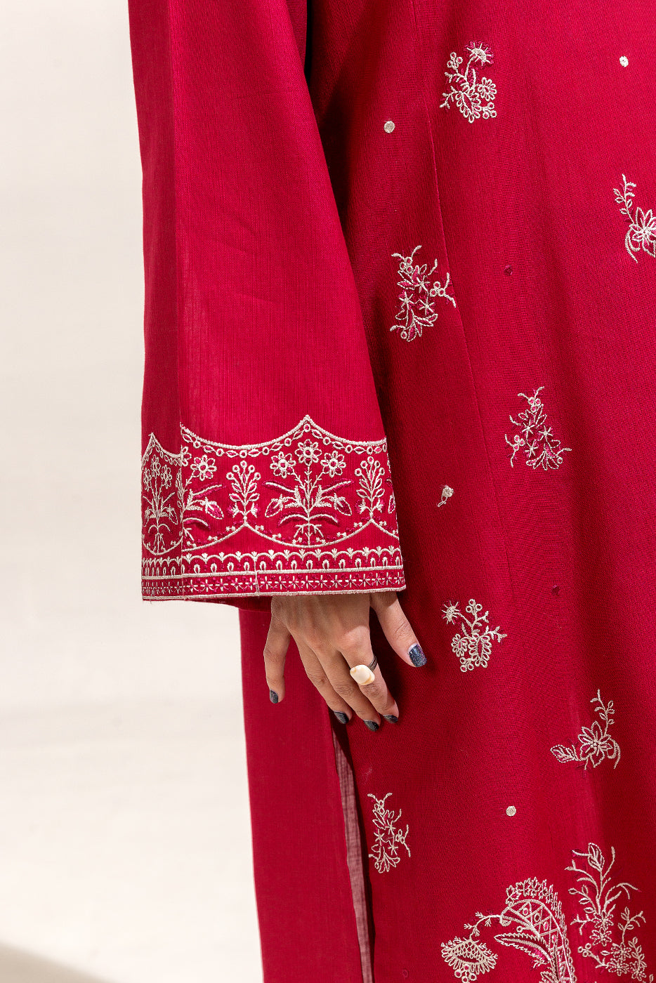 2 Piece Embroidered Khaddar Suit-Scarlet Sky (Unstitched)
