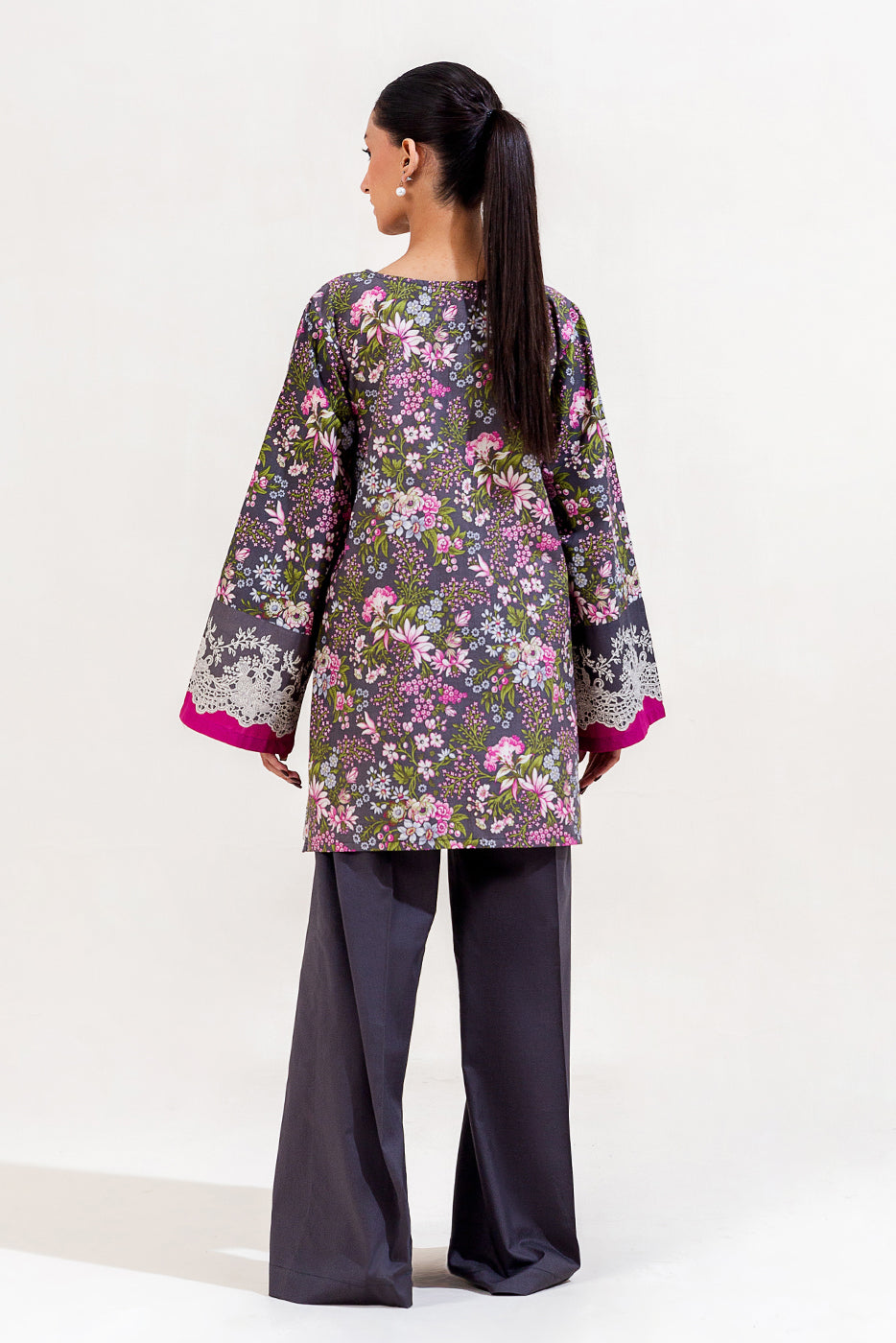 2 Piece Embroidered Cambric Suit-Ebony Bloom (Unstitched)