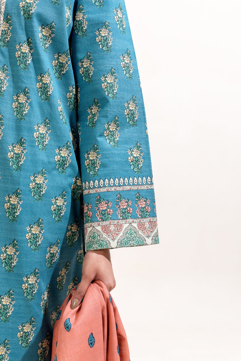3 Piece Printed Khaddar Suit-Mediterranian Tide (Unstitched)