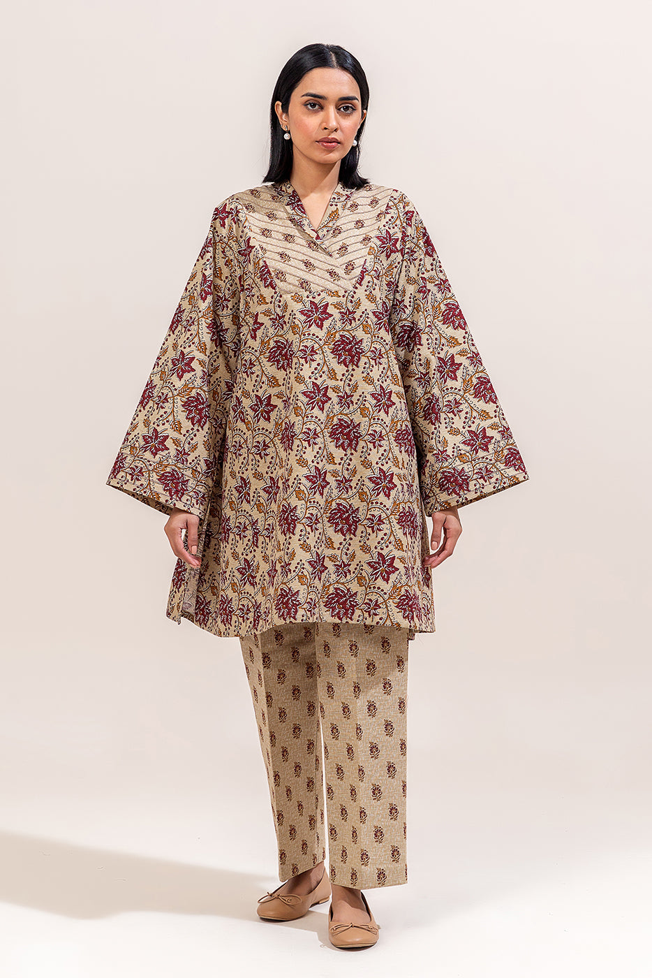 2 Piece Printed Khaddar Suit-Floral Charm (Unstitched)