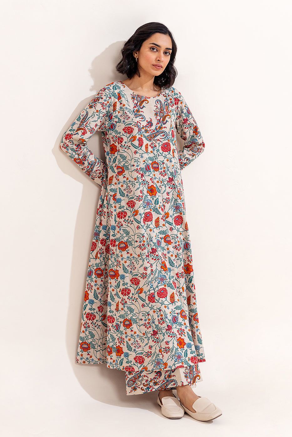 2 Piece Printed Khaddar Suit-Flora Dew (Unstitched)