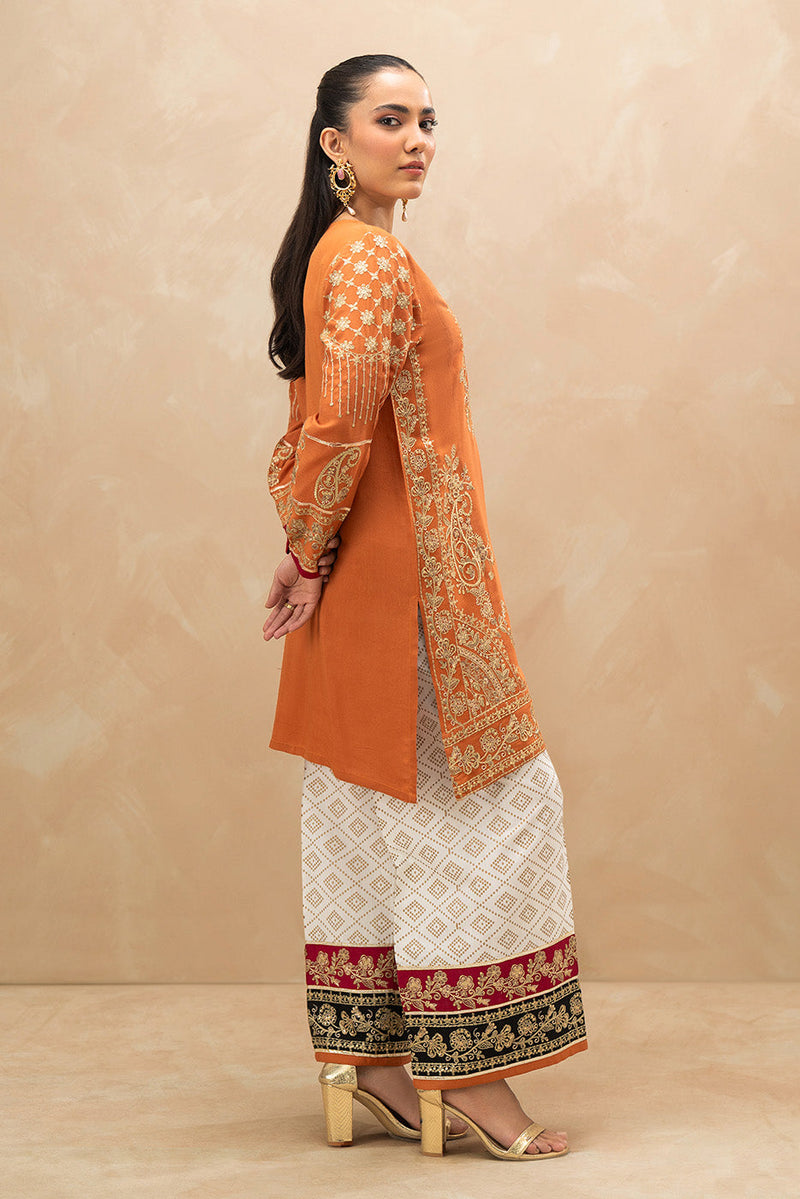 2 Piece Embroidered Raw Silk Suit (Luxury-Pret)