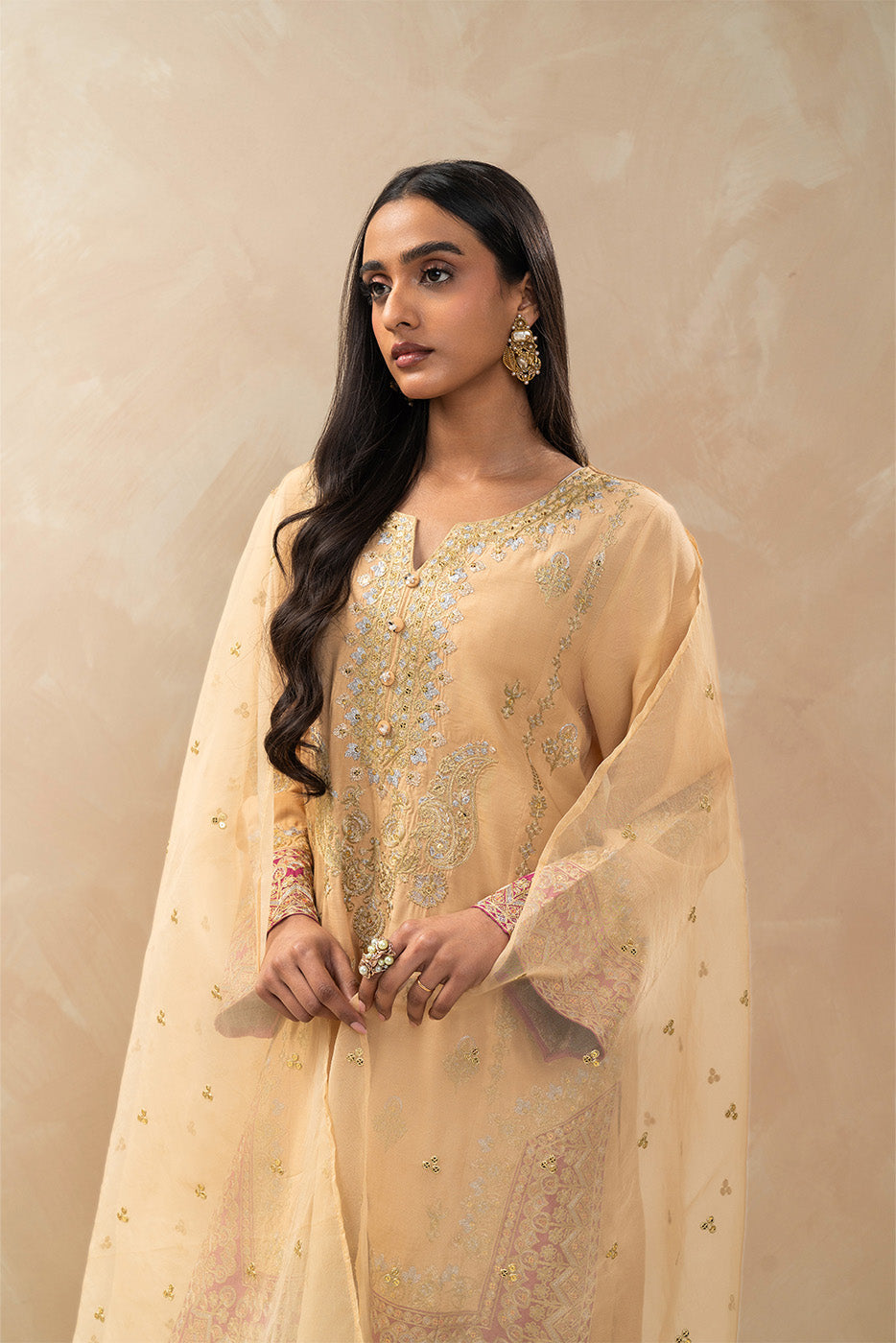 2 PIECE EMBROIDERED RAW SILK SUIT (LUXURY-PRET)