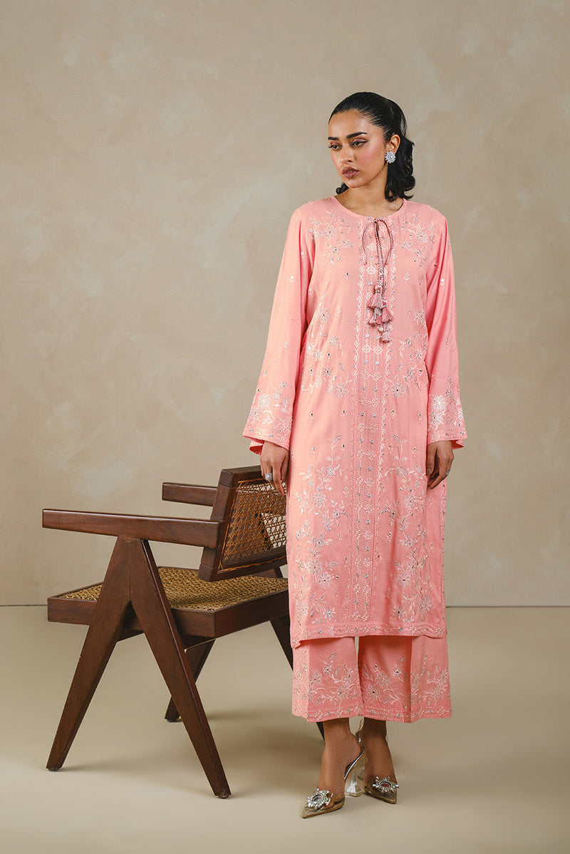 2 Piece Embroidered Raw Silk Suit (Luxury Pret)