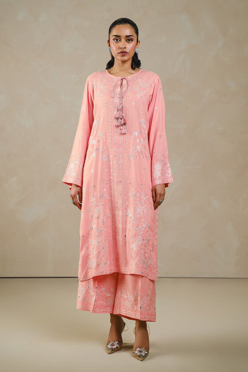 2 Piece Embroidered Raw Silk Suit (Luxury Pret)