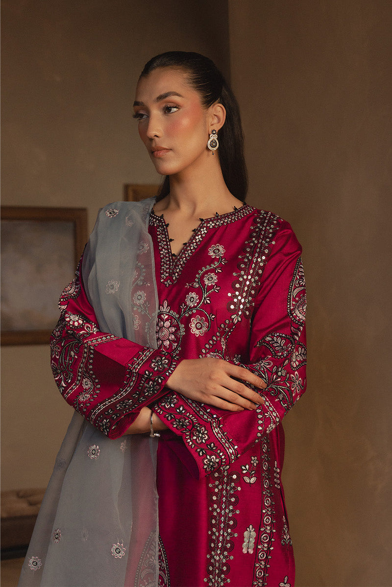3 Piece Embroidered Two Tone Suit (Luxury Pret)