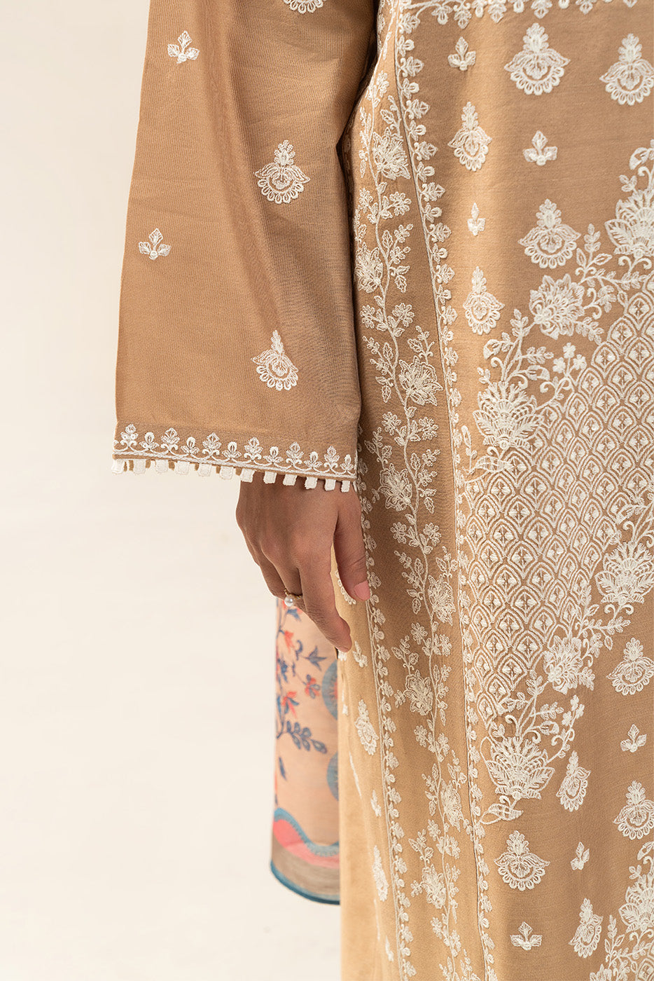 3 PIECE EMBROIDERED TWO TONE SUIT (PRET)BT2250002PR0177-BIEGE-2000000293229-8