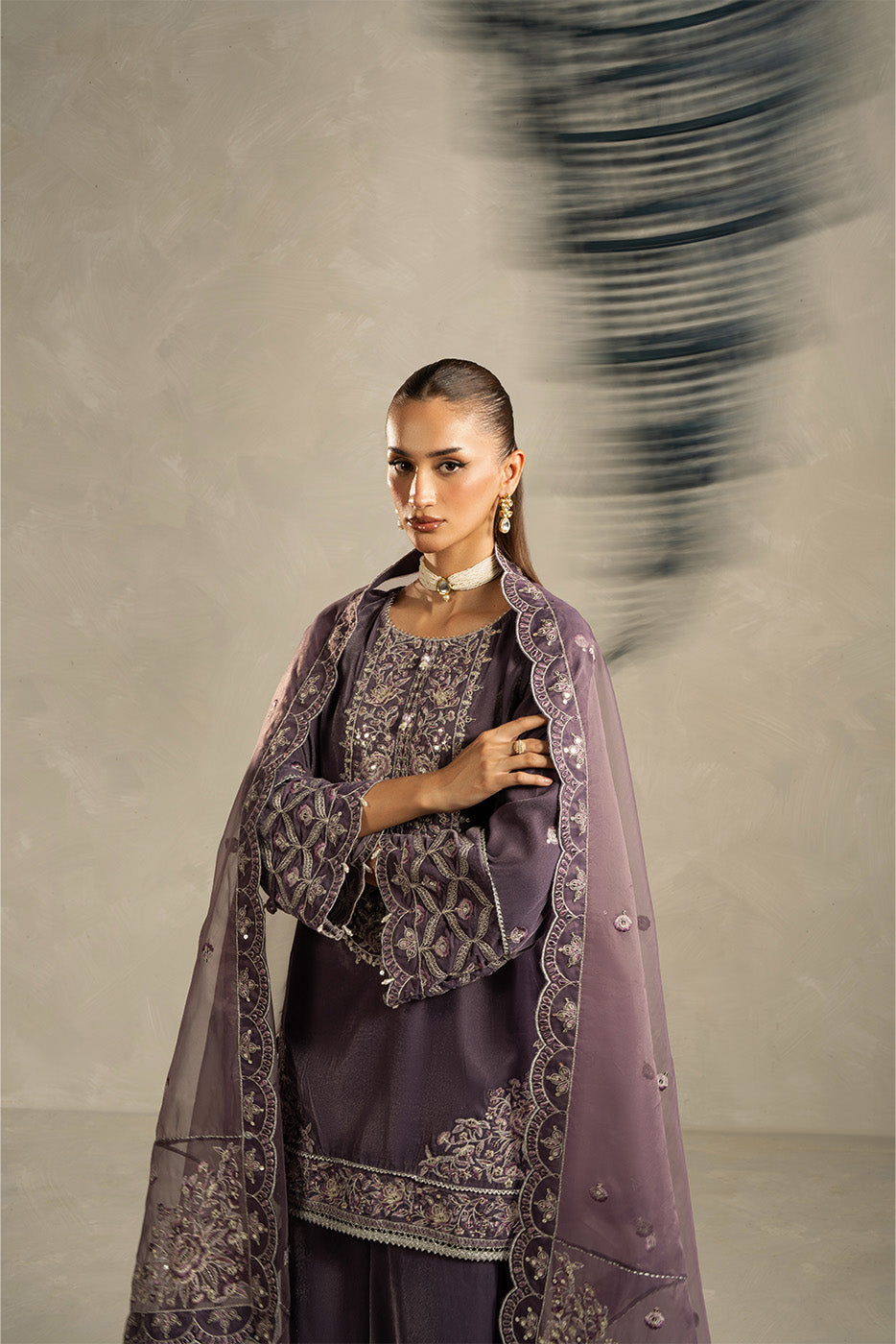 3 PIECE EMBROIDERED VELVET SUIT-HEATHER DUSK (UNSTITCHED)BT22501UN006514-PURPLE-2000000297379-3PC