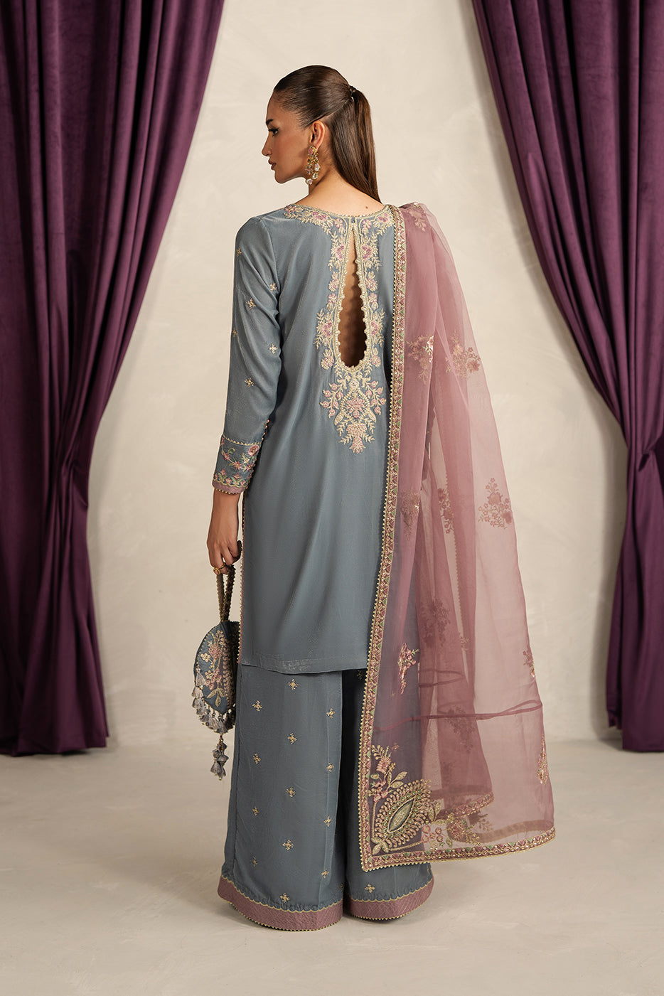 3 PIECE EMBROIDERED VELVET SUIT-MOONLIGHT PEARL (UNSTITCHED)BT22501UN006515-GREY-2000000297380-3PC