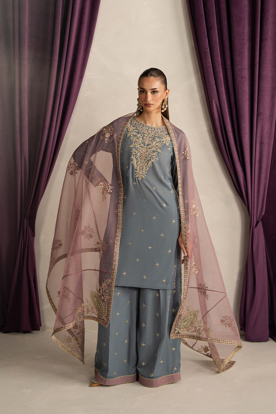 3 PIECE EMBROIDERED VELVET SUIT-MOONLIGHT PEARL (UNSTITCHED)BT22501UN006515-GREY-2000000297380-3PC