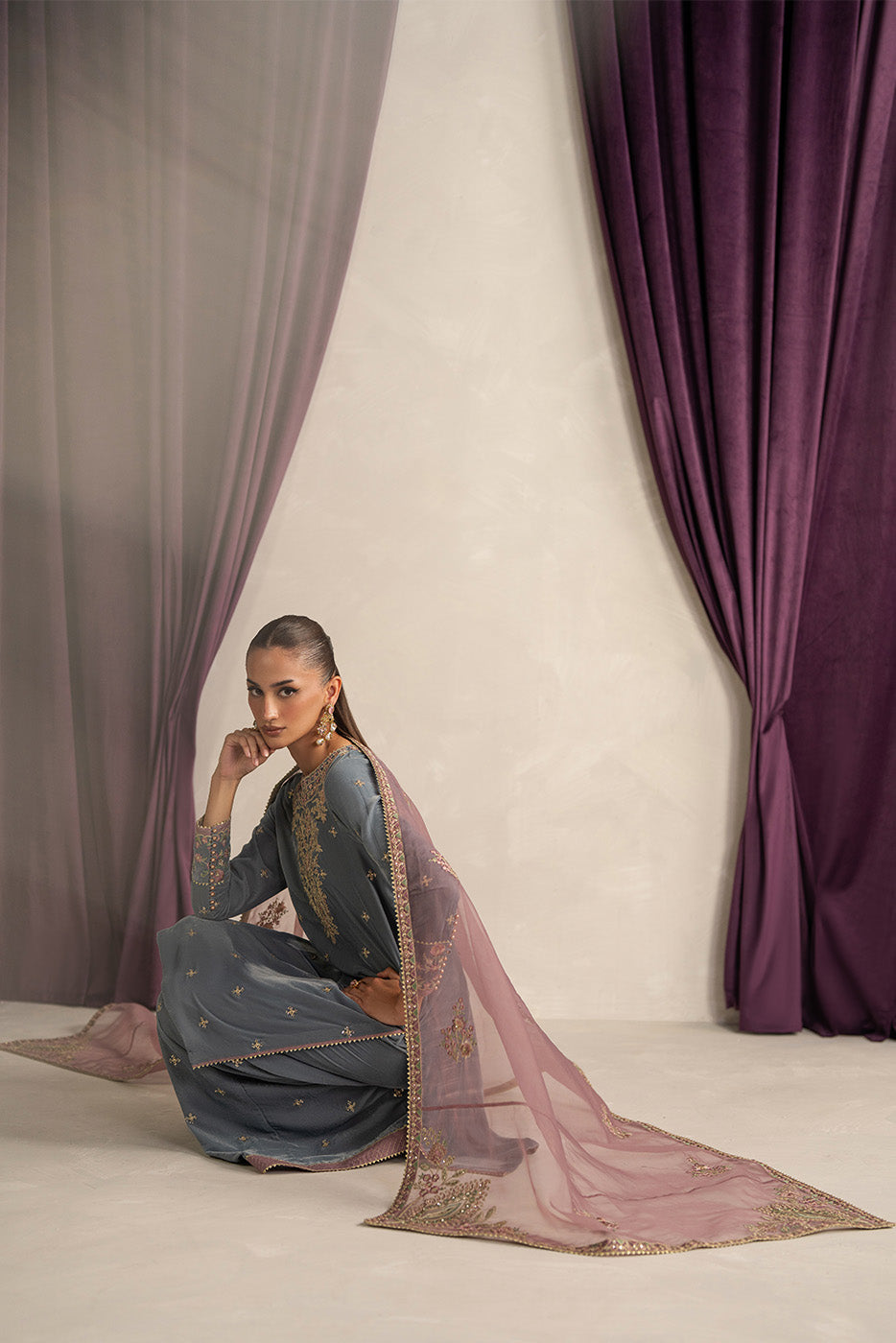 3 PIECE EMBROIDERED VELVET SUIT-MOONLIGHT PEARL (UNSTITCHED)BT22501UN006515-GREY-2000000297380-3PC