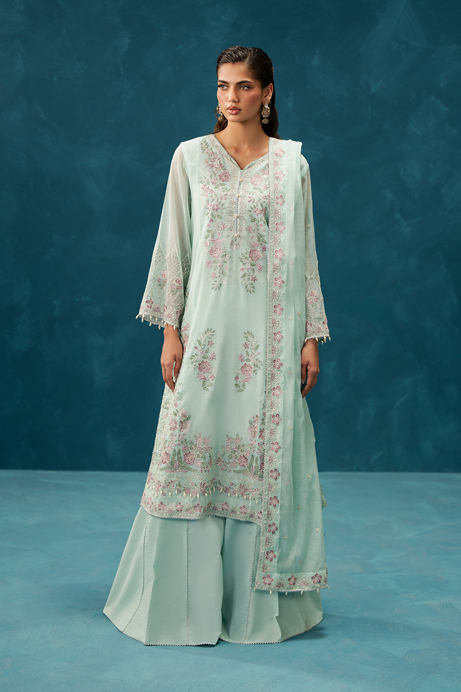 4 PIECE EMBROIDERED COTTON NET SUIT-PISTACHIO GLAZE (UNSTITCHED)BT22501UN006533-SEA GREN-2000000297388-4PC