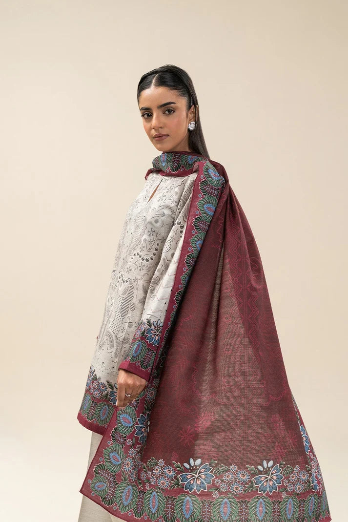 3 PIECE PRINTED SLUB KHADDAR SUIT-MAJESTIC ASH (UNSTITCHED) (RTS)
