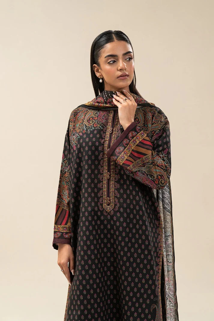 3 PIECE PRINTED SLUB KHADDAR SUIT-ETHNIC PITCH (UNSTITCHED) (RTS)