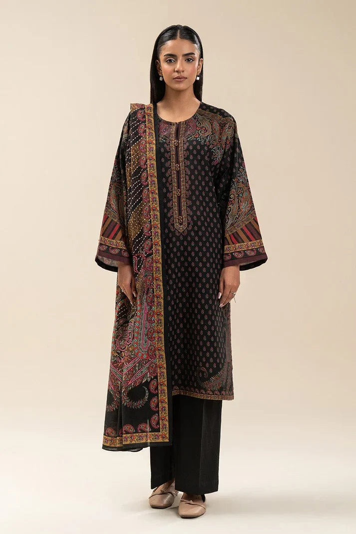 3 PIECE PRINTED SLUB KHADDAR SUIT-ETHNIC PITCH (UNSTITCHED) (RTS)