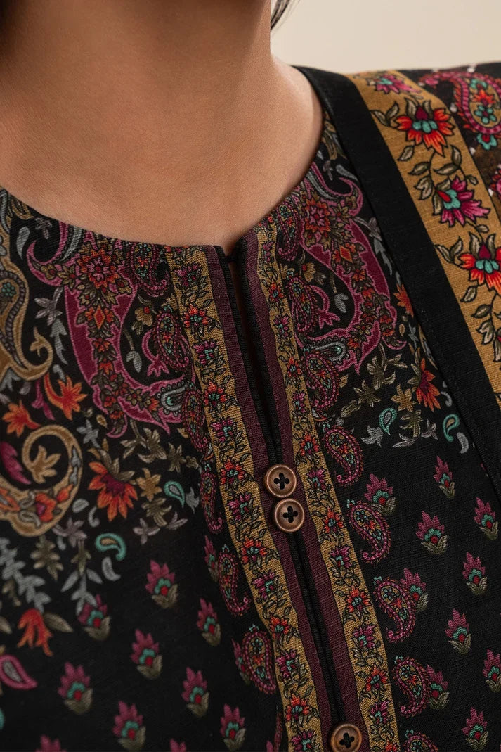 3 PIECE PRINTED SLUB KHADDAR SUIT-ETHNIC PITCH (UNSTITCHED) (RTS)