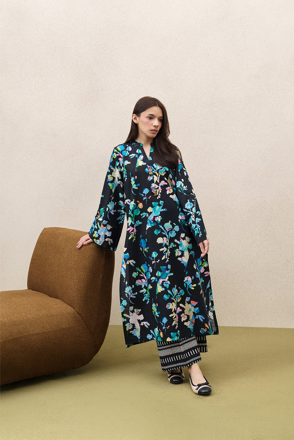 PRINTED SLUB KHADDAR SHIRT (PRET)