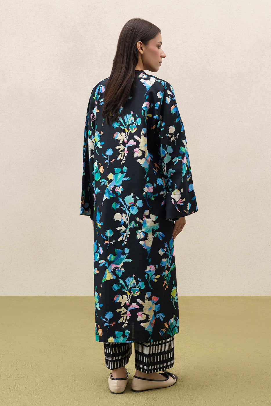 PRINTED SLUB KHADDAR SHIRT (PRET)