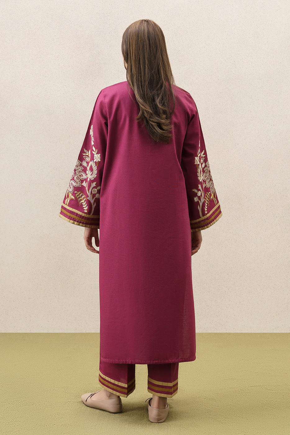 2 PIECE EMBROIDERED SLUB KHADDAR SUIT (PRET)