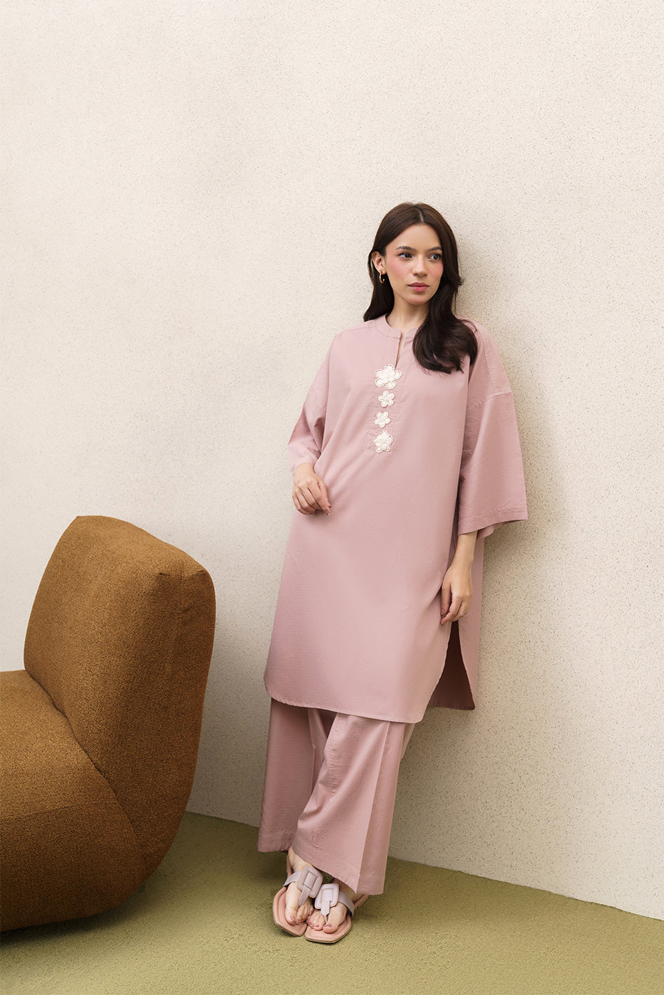 2 PIECE SOLID YARN DYED DOBBY SUIT (PRET)