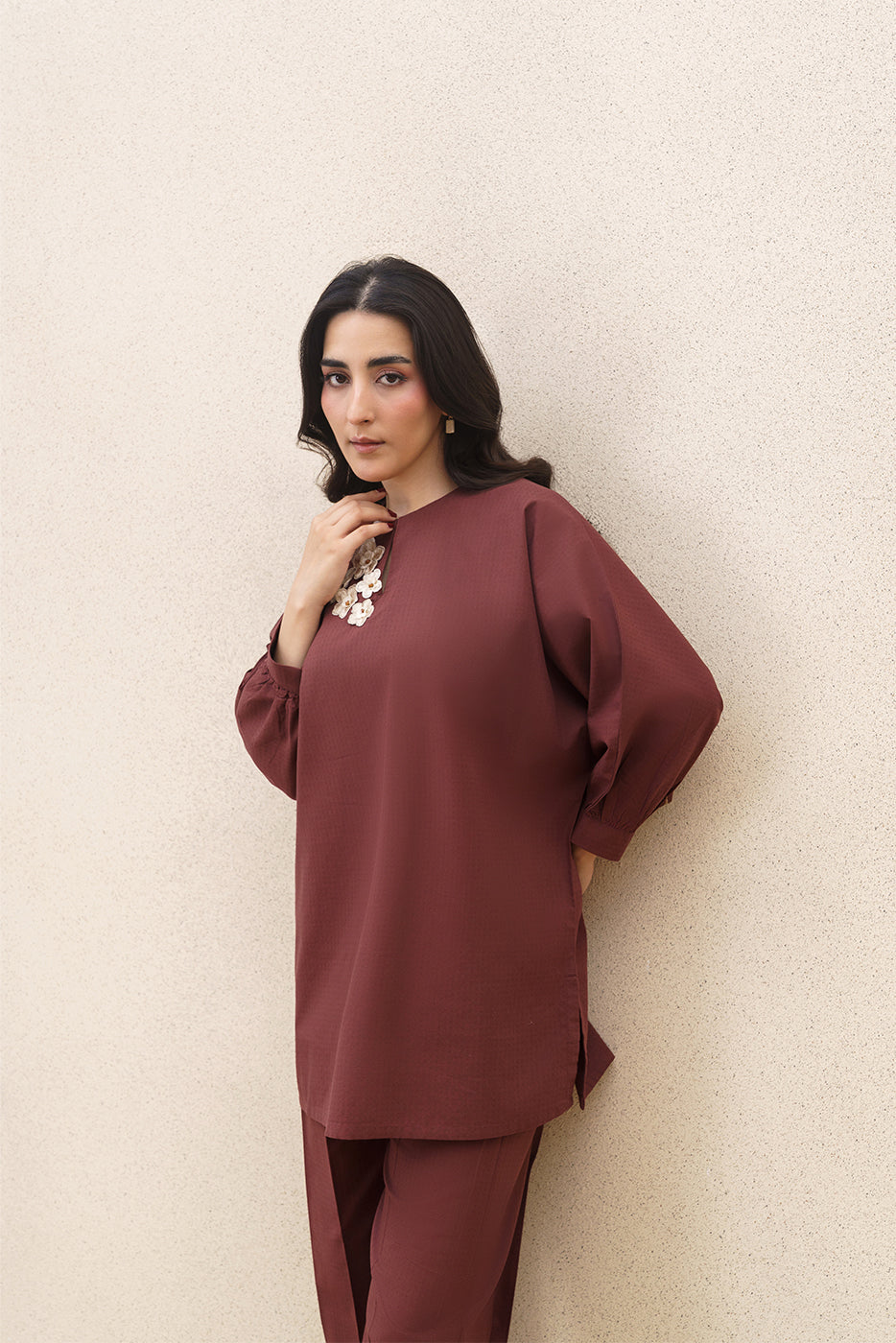 2 PIECE EMBROIDERED DOBBY YARN DYED SUIT (PRET)