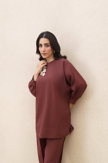 2 PIECE EMBROIDERED DOBBY YARN DYED SUIT (PRET)