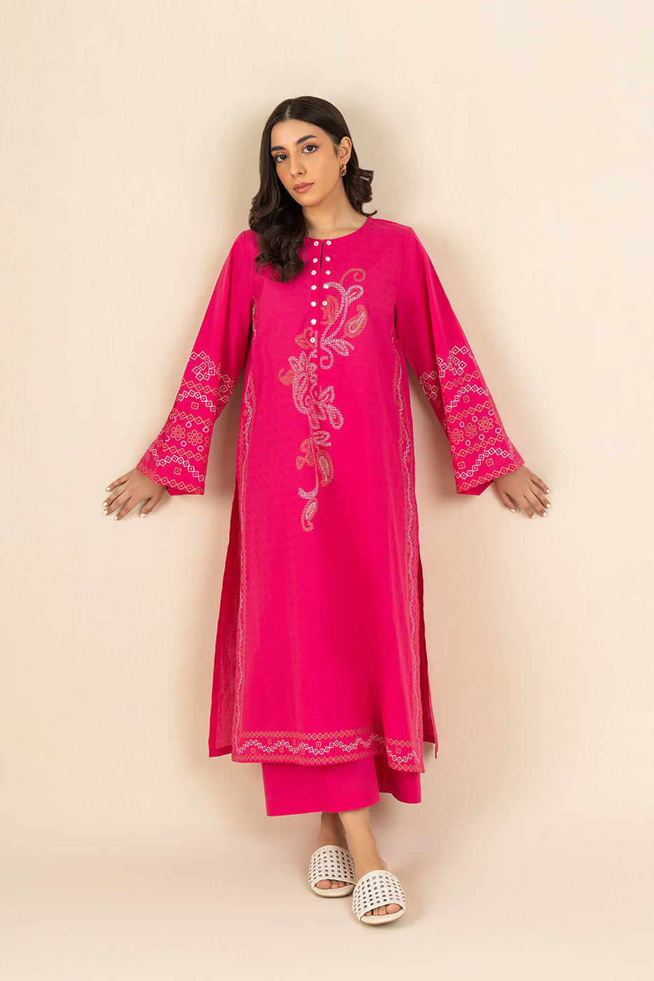 2 PIECE EMBROIDERED DOBBY SUIT (PRET)