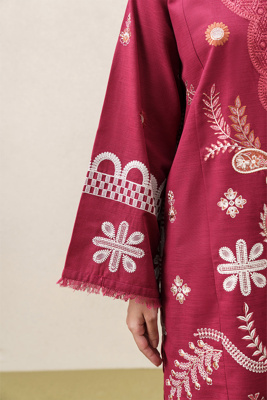 2 PIECE EMBROIDERED SLUB KHADDAR SUIT (PRET)
