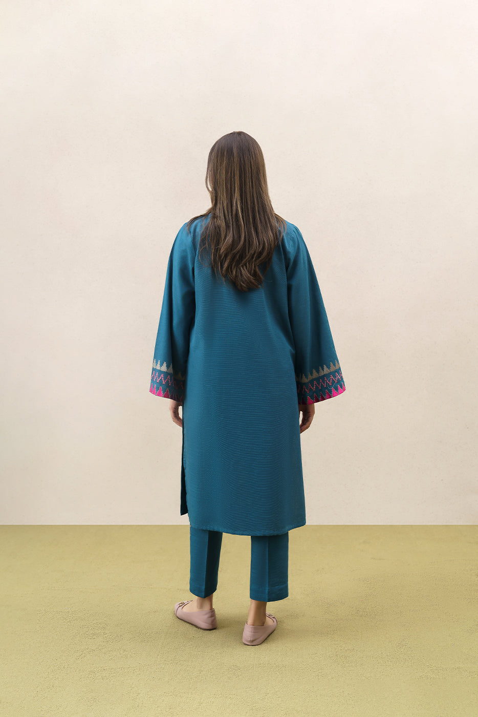 2 PIECE EMBROIDERED SLUB KHADDAR SUIT (PRET)