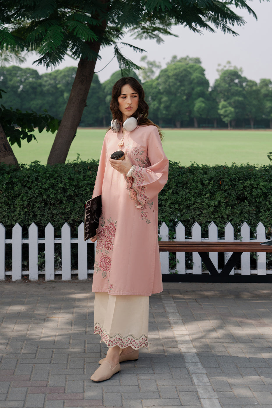 2 PIECE EMBROIDERED KHADDAR SUIT-VINTAGE ROSE (UNSTITCHED)