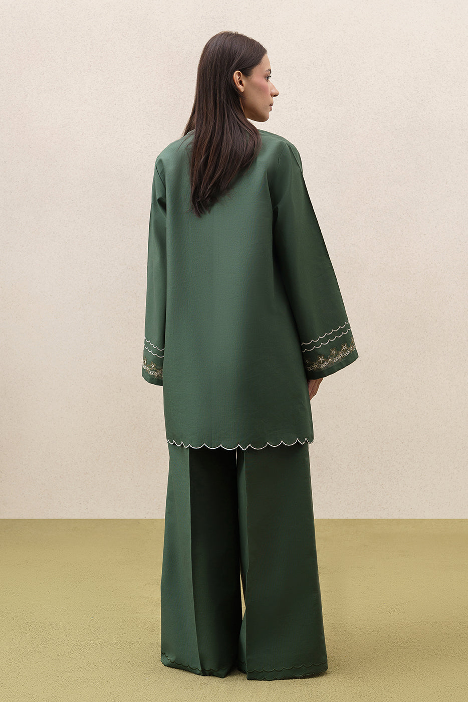 2 PIECE EMBROIDERED KHADDAR SUIT-MOSS REVERIE (UNSTITCHED)
