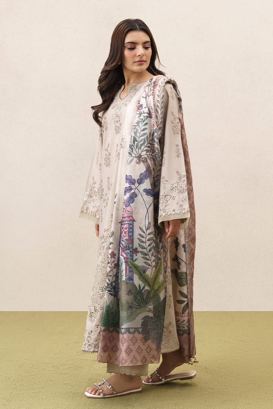 3 PIECE EMBROIDERED YARN DYED JACQUARD SUIT-AURELIA (UNSTITCHED)