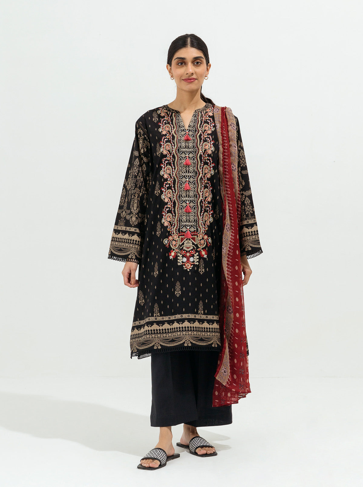 Tribal Jewel-Embroidered-3P (Unstitched)
