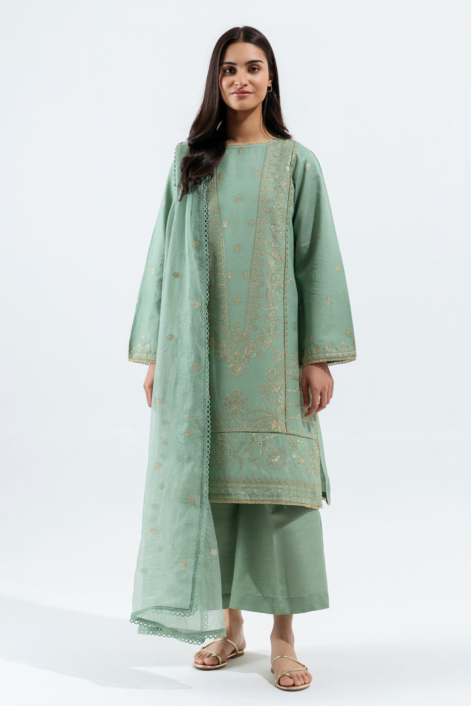 3 Piece - Embroidered Lawn Suit - Enchanted Glow