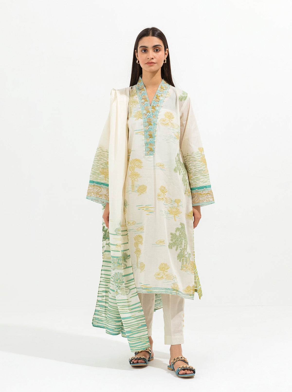 Blooming Serenity-Embroidered-3P (Unstitched)