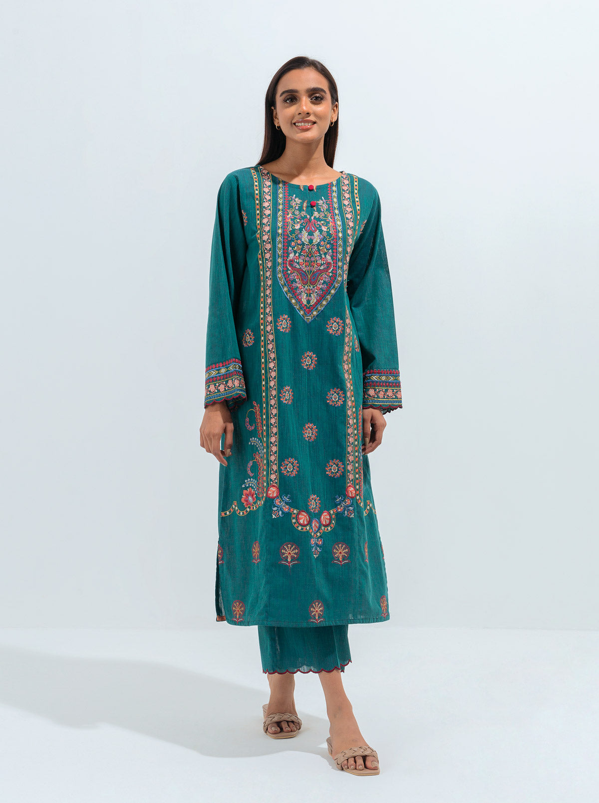 Vintage Teal-Embroidered-2P
