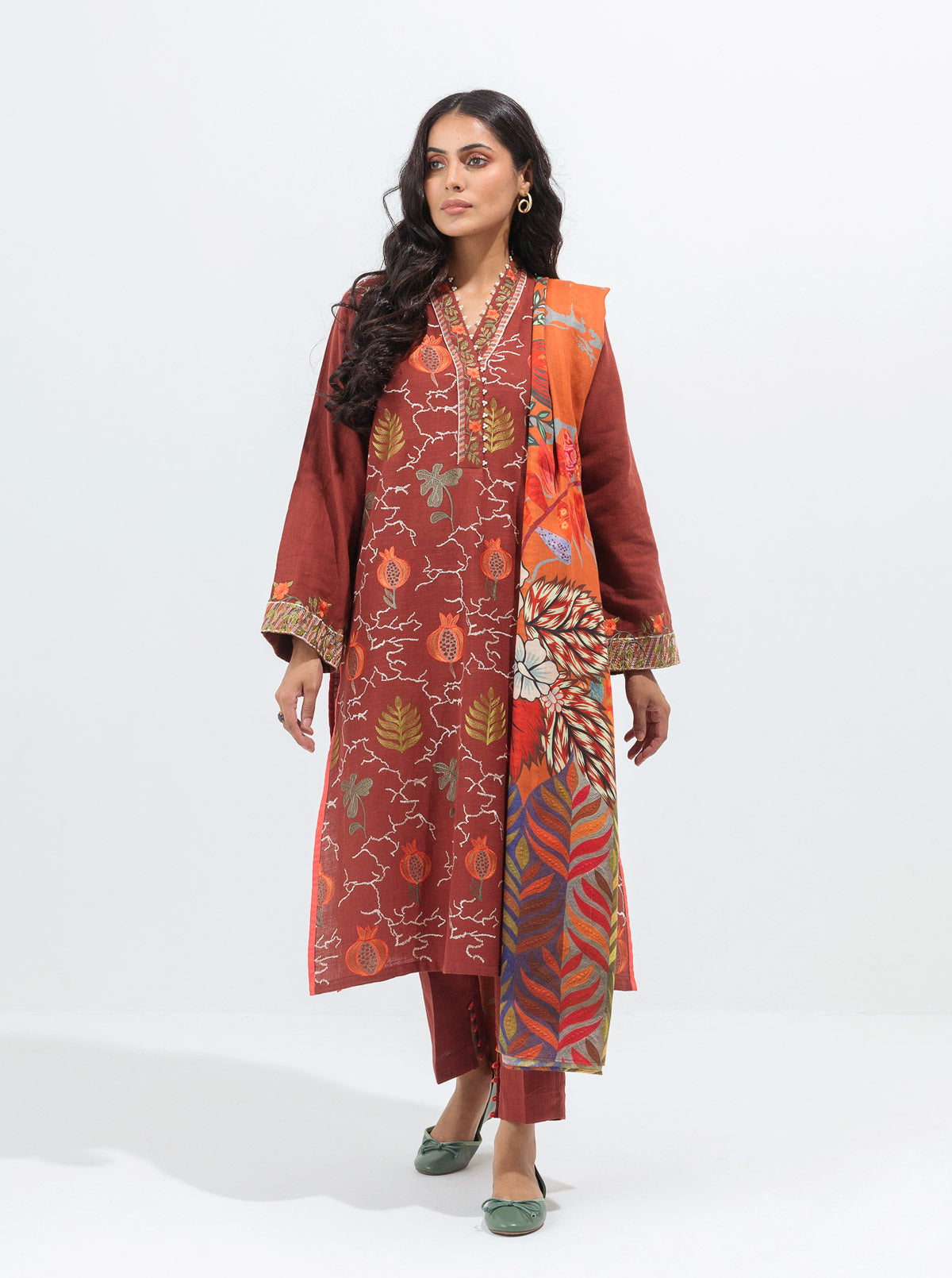 Autumn Decor-Embroidered With Shawl-2P