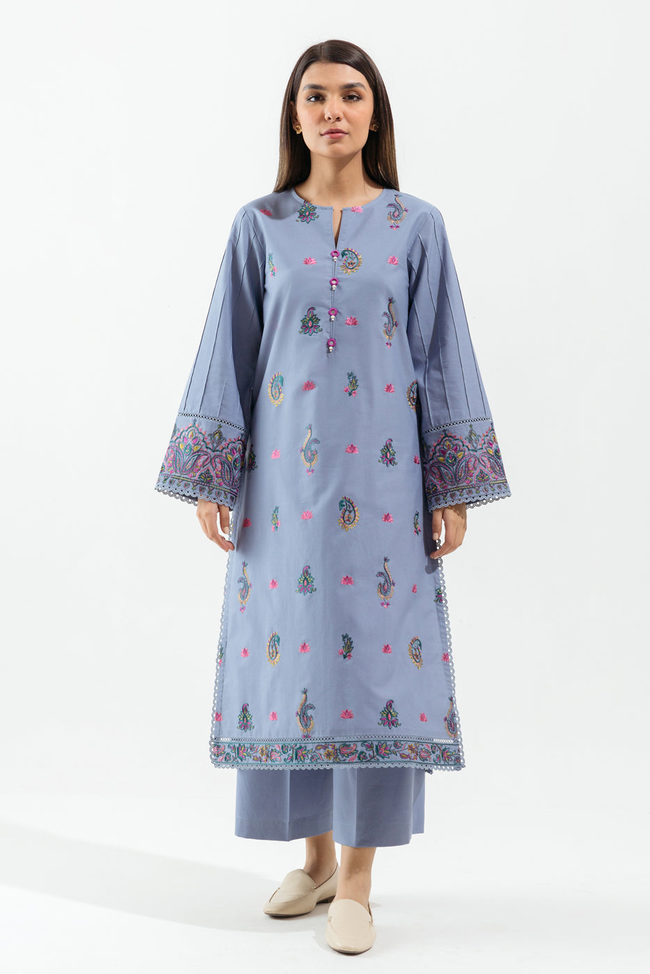 2 Piece - Embroidered Khaddar Suit - Carolina Paisley