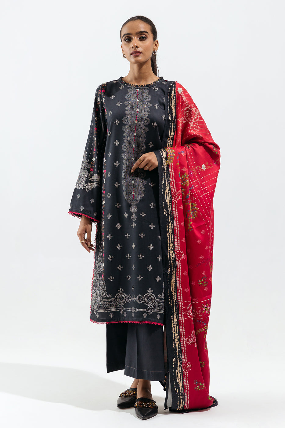 3 Piece - Printed Viscose Suit - Gypsy Black