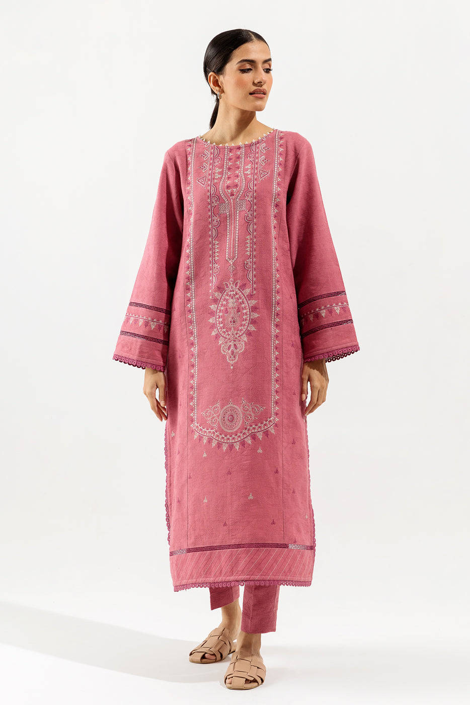 2 Piece - Embroidered Jacquard Suit - Ethereal Beauty
