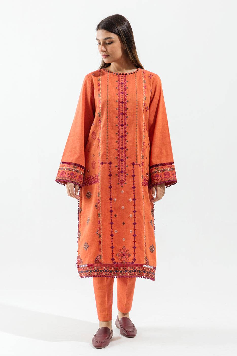 2 Piece - Embroidered Khaddar Suit - Folk Haze (Unstitched)