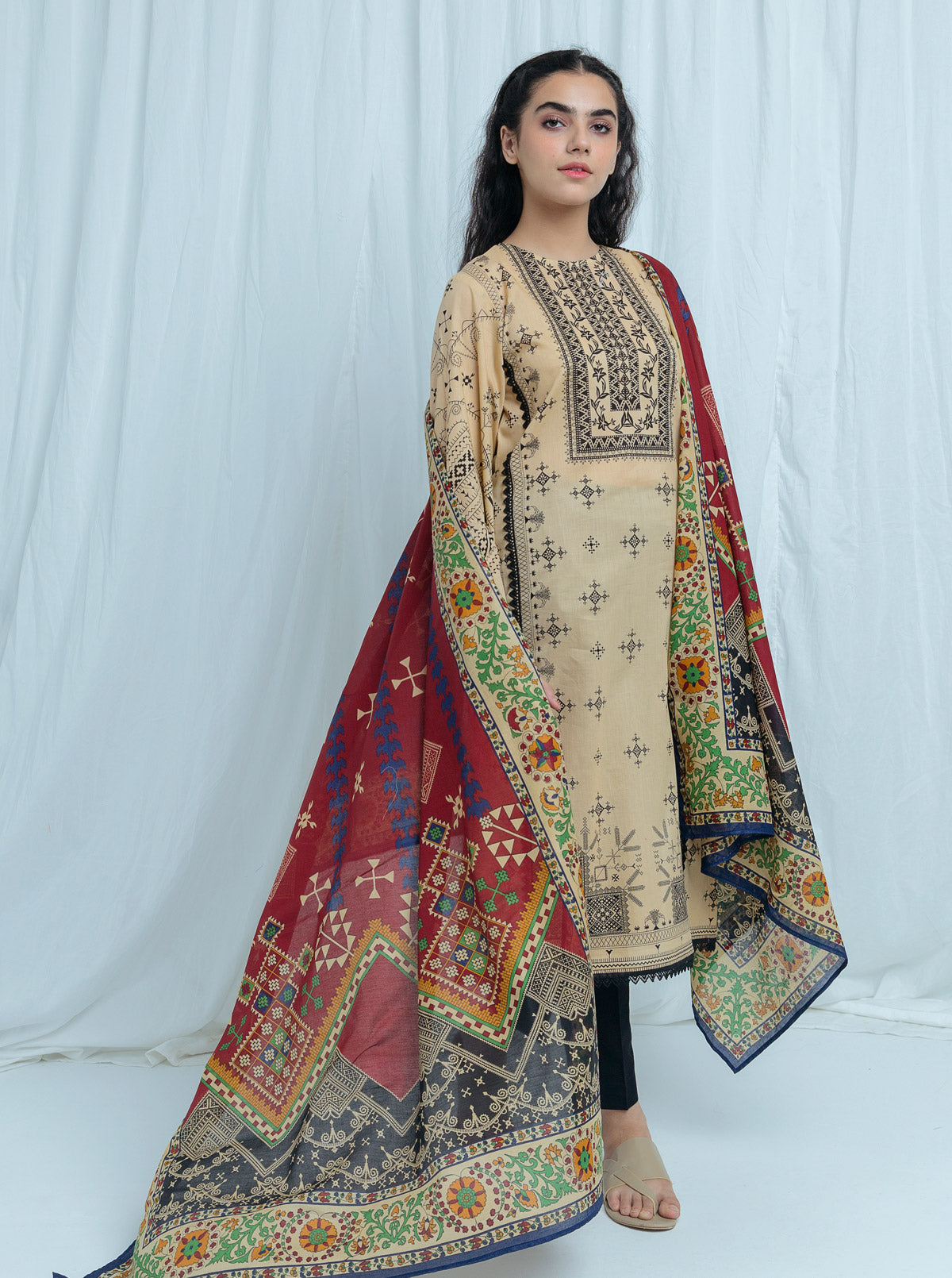 Delicate Beige-Printed-2 Pc (Unstitched)