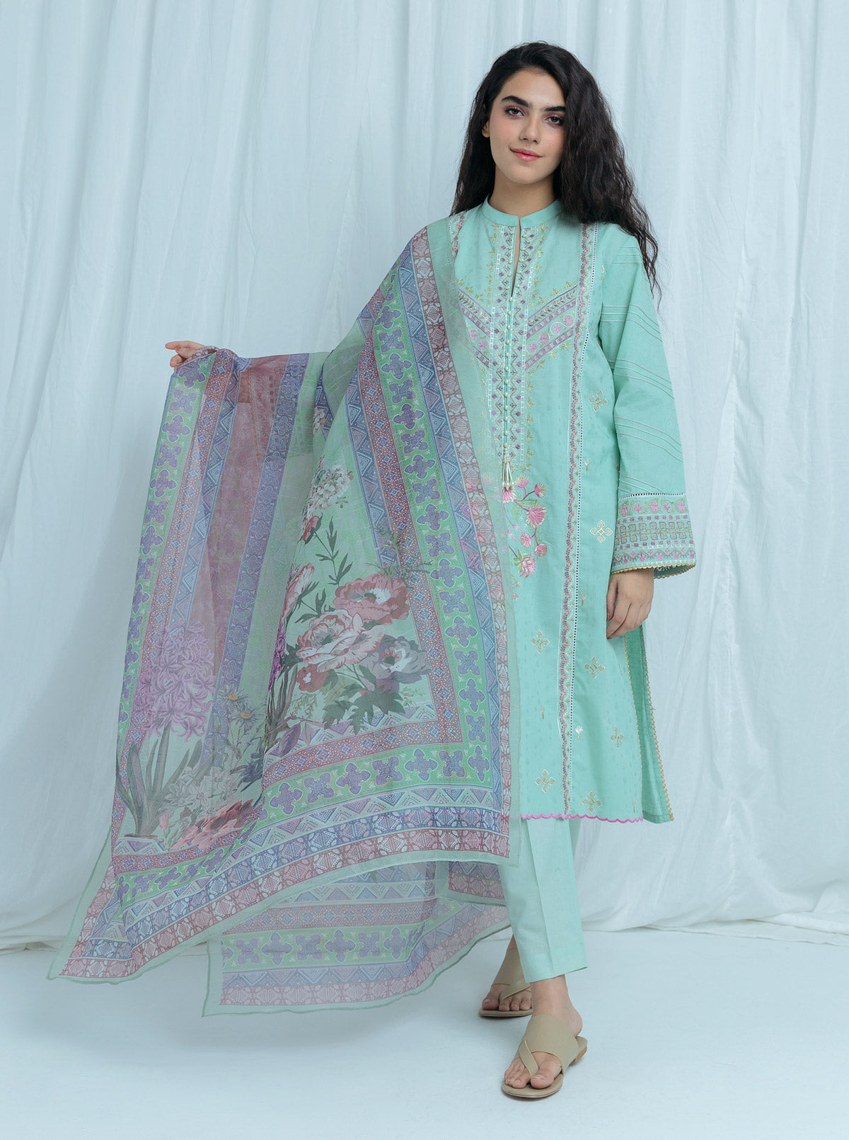 Arctic Blue-Embroidered-2 Pc (Unstitched)