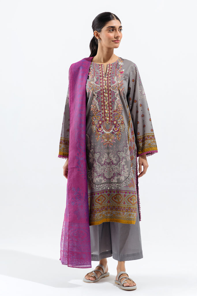 Classic Grey-Embroidered-3P (Unstitched)