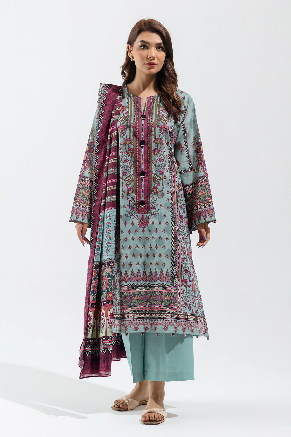 3 Piece - Printed Lawn Suit - Ethnic Hue