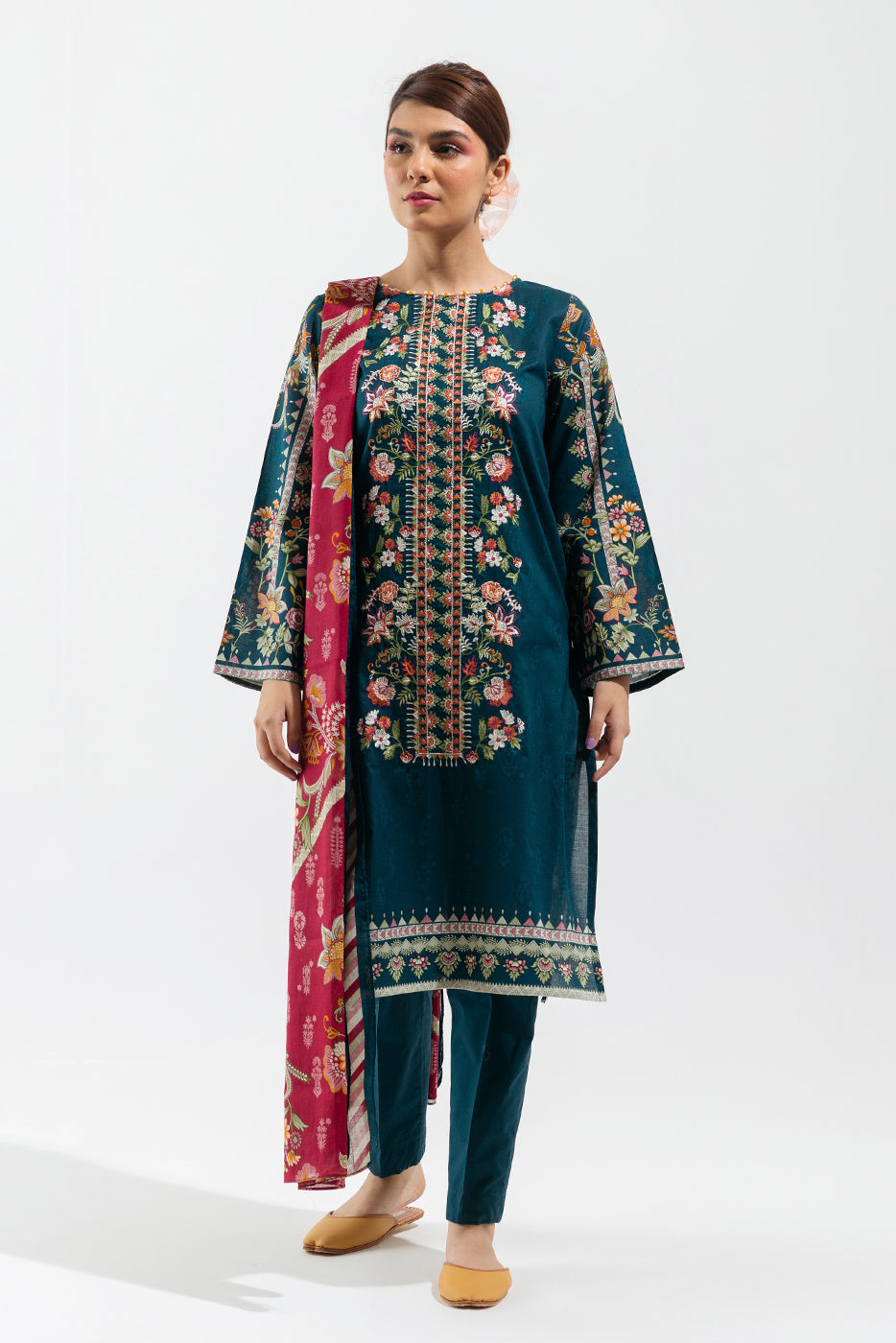 3 Piece - Embroidered Lawn Suit - Prussian Tribe